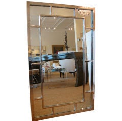 Nickel Silvered Mirror in the style of Milo Baughman