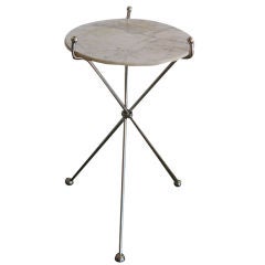 Italian Nickel Silvered Tripod Table with Marble Top