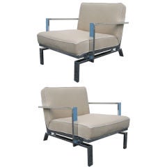 Vintage Gorgeous Pair of Chrome Lounge Chairs