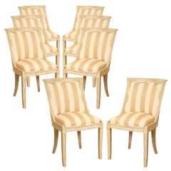 Elegant Set of Eight Neo Classical Bone Dining Chairs