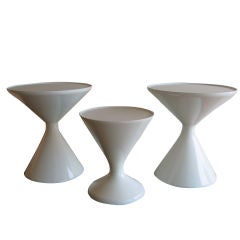 Three Chic Plastic Lighted Side Tables