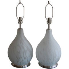 Pair of Large Tear Drop Murano Glass Lamps
