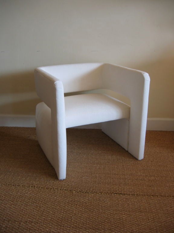 Sculptural Pair of Square Framed Arm Chairs