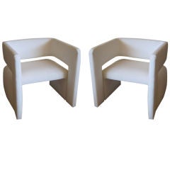 Sculptural Pair of Square Framed Arm Chairs