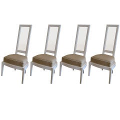 Set of Four Charles Hollis Jones Lucite Backed Chairs