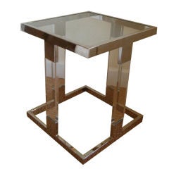 Charles Hollis Jones Chic Lucite and Chrome Side Table