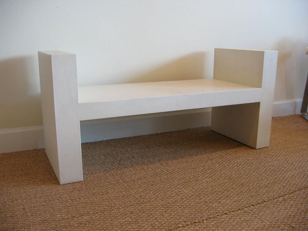 Exquisite Signed Karl Springer Faux Snake Skin Bench