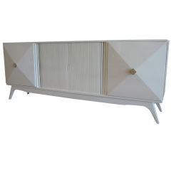 Gorgeous White Lacquered Credenza with Mother of Pearl Pulls