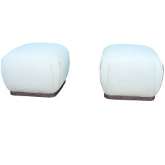 Chrome Belt Strap Base Poufs/ Ottomans