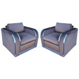 Pair of Streamline Deco Style Club Chairs