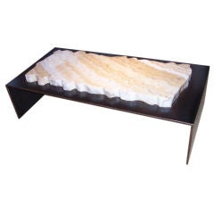Vintage One-of-a-Kind Waterfall Table w/ Floating Marble Top