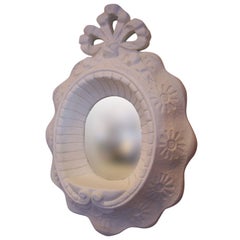 Vintage Wonderful Serge Roche Style Oval Shaped Convex Mirror