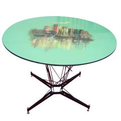 Italian Architectural Base and Hand Painted Cityscape Table