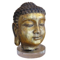 Extraordinary Gilded Bronze Buddha Head