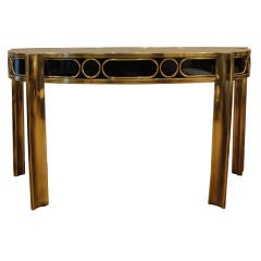 Mastercraft Console in Brass and Black Lacquer