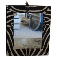 A Vintage Zebra Hide Covered Mirror