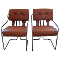 Set of 10 Mariani Armchairs by PACE in Vintage Orange Leather