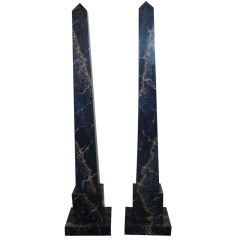 Pair of Faux Marble Obelisks