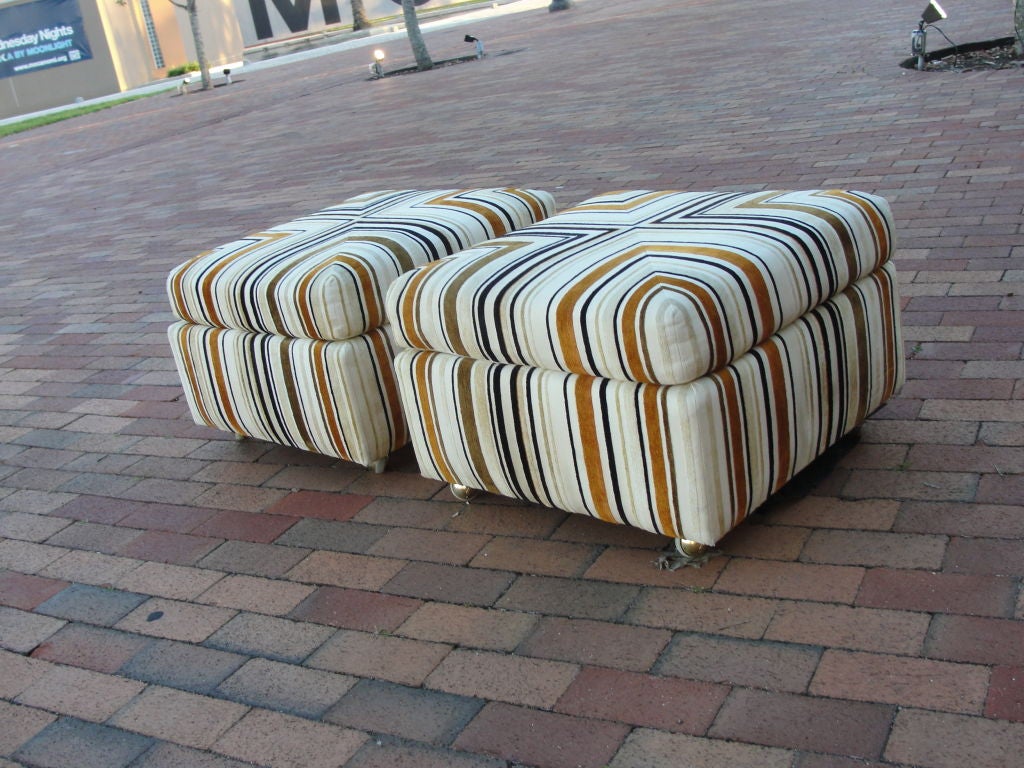 Pair of Vintage  Ottomans on Casters