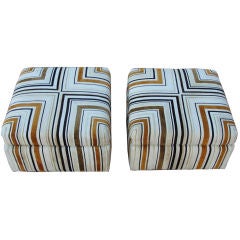 Pair of Vintage  Ottomans on Casters