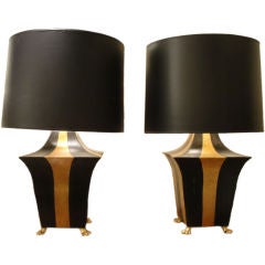 Vintage Pair of Claw Foot Tole Table Lamps
