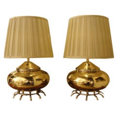 Pair of High Polished Brass Table lamps