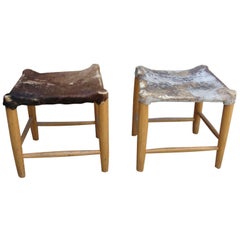 Pair of Rustic Trapezoidal Shape Benches
