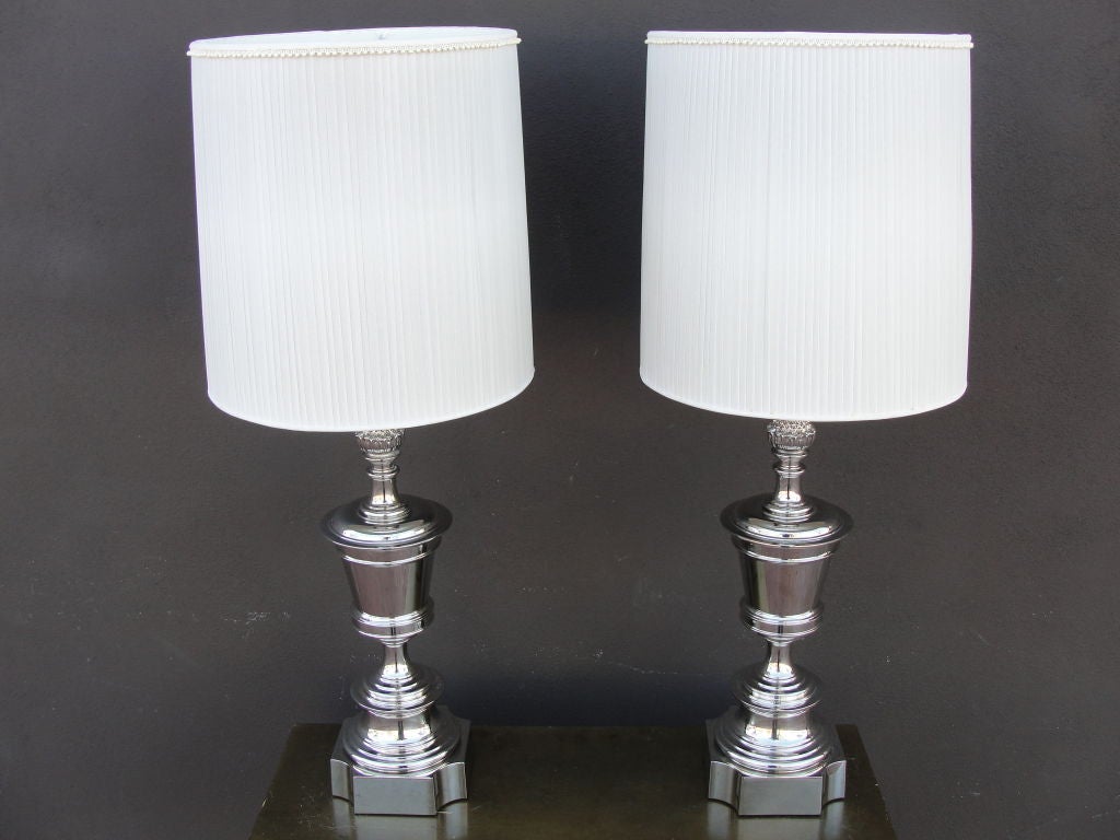 Stiffel Regency Pair of Lamps in Nickel Finish