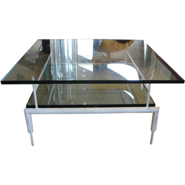 French Vintage Modernist Coffee Table - Two Tiered For Sale