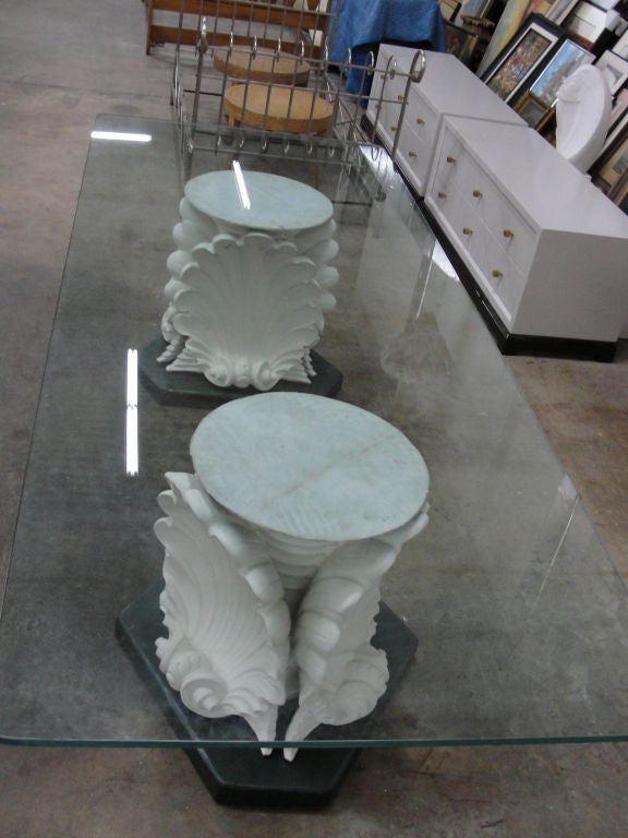 Massive French Plaster Table Bases in Venus Shell Motif In Good Condition In East Hampton, NY