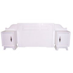 Glamourous Lacquered Headboard with Attached Cabinets