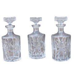 Set of Three Cut Crystal Decanters