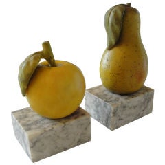 Exquisite Pair of Marble Fruit Studies