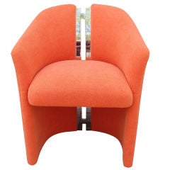 Chair in Orange Fabric and Chrome "H" Spine