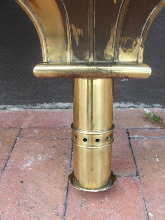 Pair of Large Italian Brass Lantern Sconces In Excellent Condition In East Hampton, NY