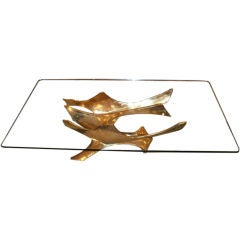 A Cocktail Table in Cast Gilt Bronze and Glass by Fred Brouard