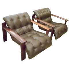 A Pair of Mahogany and Leather Club Chairs by Percival Lafer