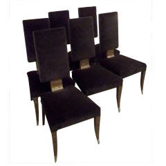 A Set of Six Art Deco Styled Dining Chairs in Zebra Wood