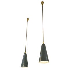 A Pair of Brass and Lacquer Light Fixtures by Guillermo Ulrich