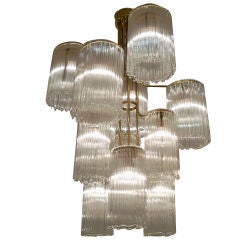 A Large Twelve Light Hanging Glass Chandelier