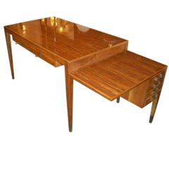 A Rare Writing Desk in Walnut with Assistants Area by Gio Ponti