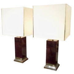 A Pair of Large Table Lamps in Lacquer by Jean-Claude Mahey