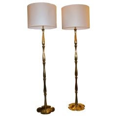 A Pair of Floor Lamps in Gilt Brass by Ricardo Scarpa