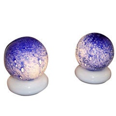 A Pair of Small Glass and Resin Table Lamps