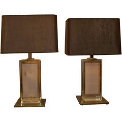 A Pair of Table lamps in Lucite and Brass