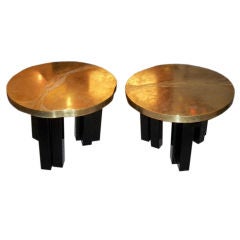 A Pair of Side Tables in Etched Bronze and Lacquer by C. Krekels