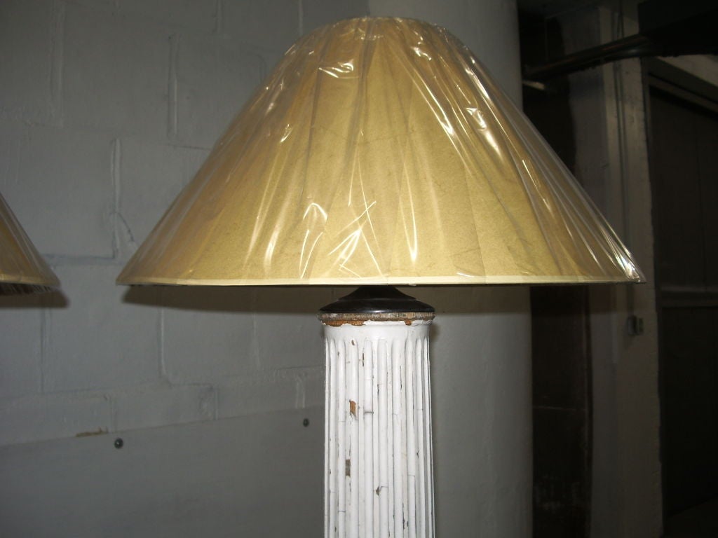 Pair of fluted column lamps