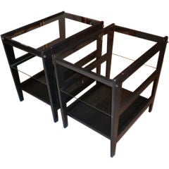 Pair of painted black end tables