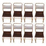 Vintage French 1940
s Set of Eight Industrial Dining Chairs