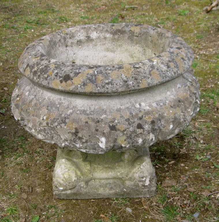 Pair of English 1920's Composition Stone Urns